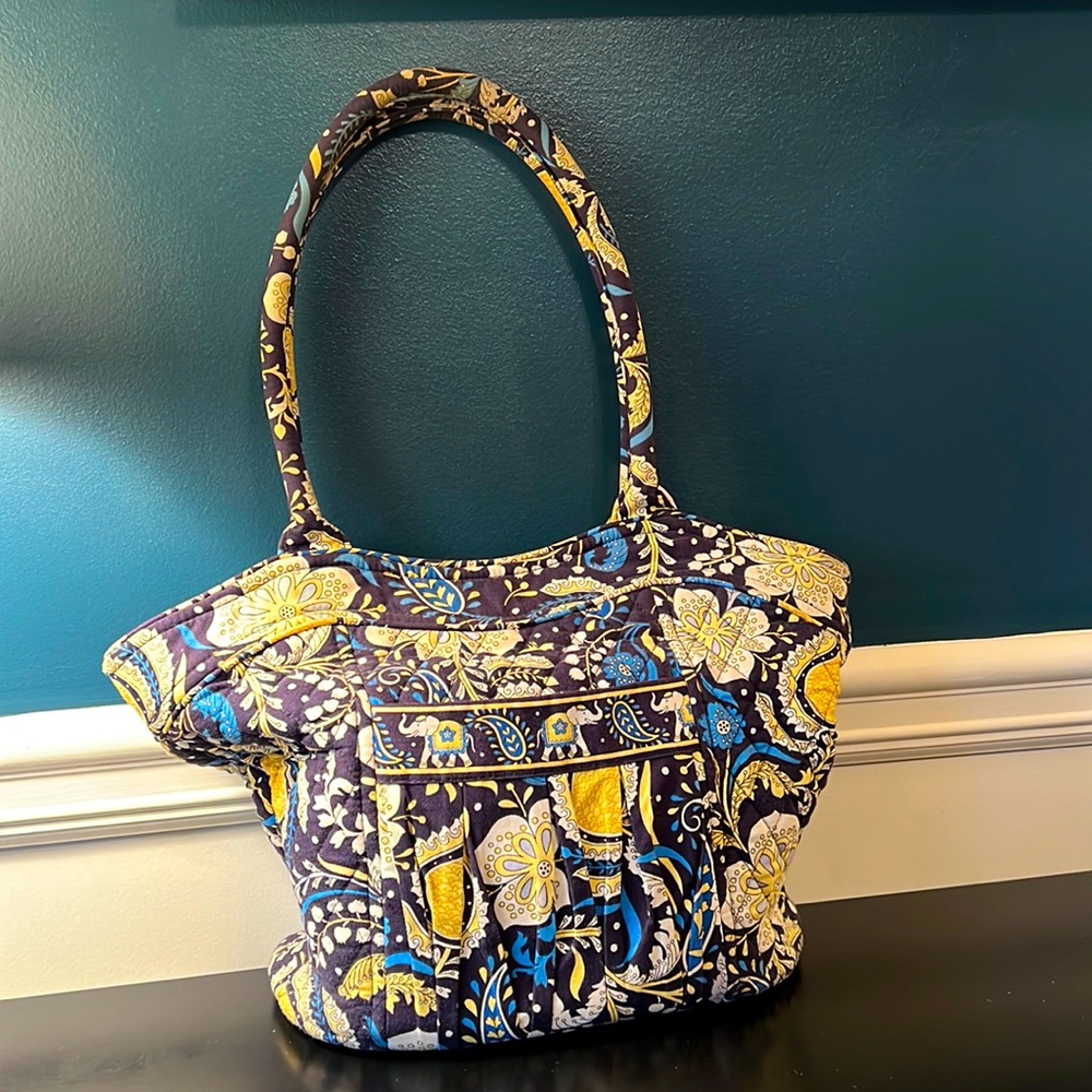 VERA BRADLEY Tote Bag-Ellie- Blue/yellow Paisley/flower